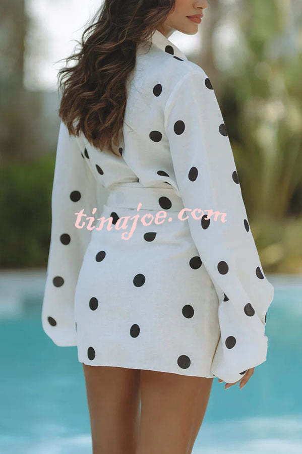 Conjunto Beatriz – Blusa de Manga Balão com Poá e Saia Mini Envelope com Amarração