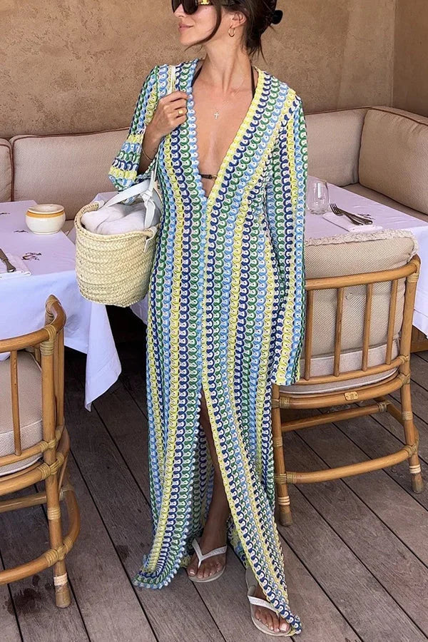 Vestido de Manga Longa Ondas