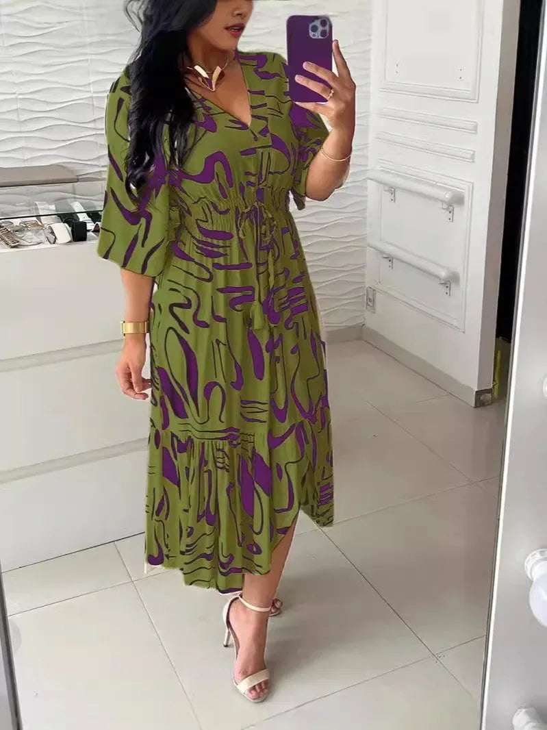 Vestido com estampado decote em V Original Priya