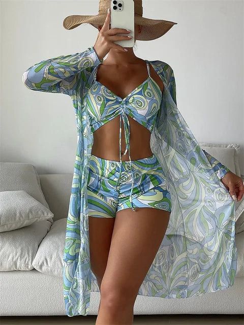 Biquíni Cintura Alta Estampado Sereia Tropical