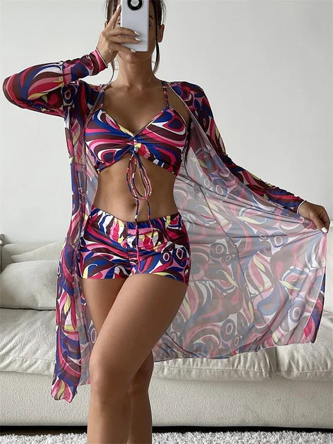 Biquíni Cintura Alta Estampado Sereia Tropical