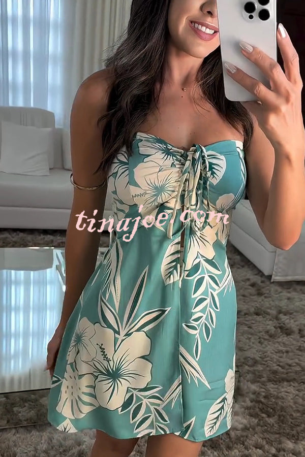 Conjunto Júlia – Top Bandeau com Estampa Floral e Shorts com Cintura Elástica e Bolso R