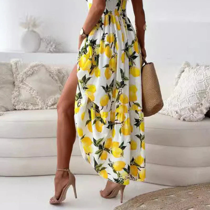 Vestido longo fluido com alças finas Verão 2025