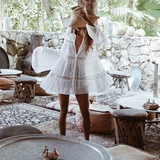 Saída de Praia Feminina Curta de Algodão Bruma 3