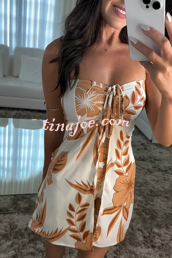 Conjunto Júlia – Top Bandeau com Estampa Floral e Shorts com Cintura Elástica e Bolso R