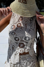 Conjunto Top Laura – Crochê de Renda com Barra Irregular e Modelagem Solta