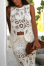 Conjunto Top Laura – Crochê de Renda com Barra Irregular e Modelagem Solta