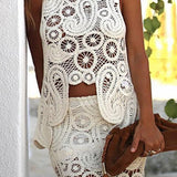 Conjunto Top Laura – Crochê de Renda com Barra Irregular e Modelagem Solta