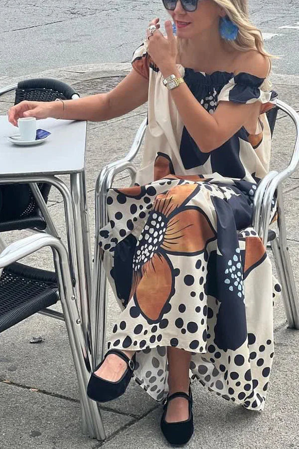 Vestido floral ombro a ombro