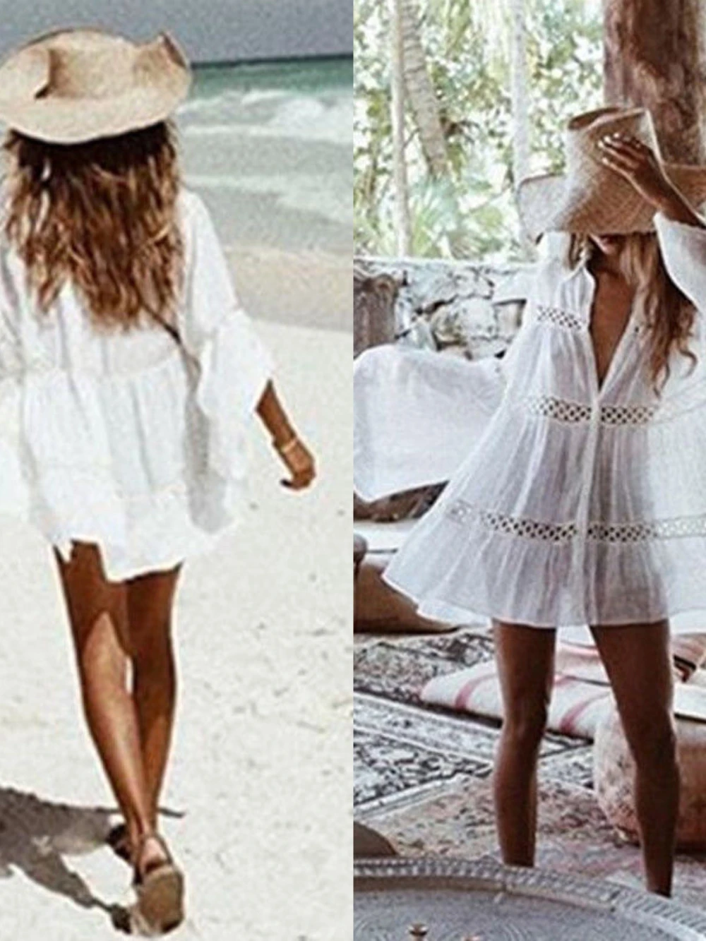 Saída de Praia Feminina Curta de Algodão Bruma 3