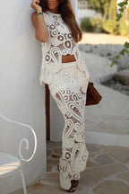 Conjunto Top Laura – Crochê de Renda com Barra Irregular e Modelagem Solta