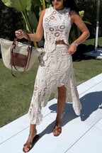 Conjunto Top Laura – Crochê de Renda com Barra Irregular e Modelagem Solta