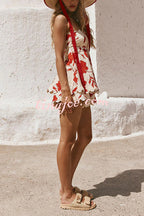 Conjunto Rosella – Top Tomara que Caia Floral com Shorts de Linho Cintura Elástica