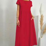 Vestido de Manga Curta com Decote em O Spark