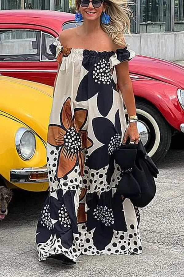 Vestido floral ombro a ombro