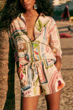 Conjunto Marina – Blusa Oversized com Estampa Única e Shorts com Cintura Elástica e Bolso