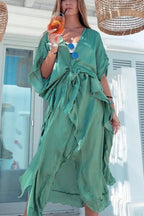 Vestido longo tipo quimono com cinto Island Girl