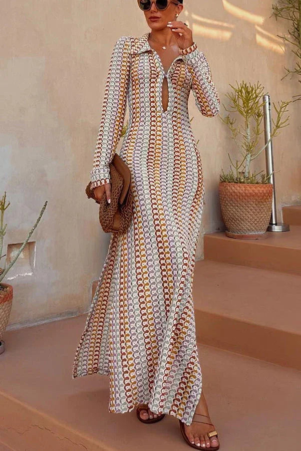 Vestido de Manga Longa Ondas