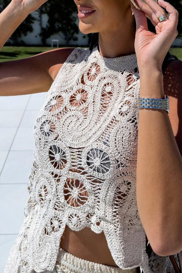 Conjunto Top Laura – Crochê de Renda com Barra Irregular e Modelagem Solta