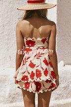 Conjunto Rosella – Top Tomara que Caia Floral com Shorts de Linho Cintura Elástica