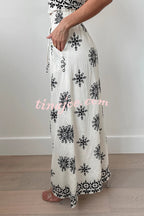 Conjunto Beatriz – Top com Estampa e Calça de Perna Larga