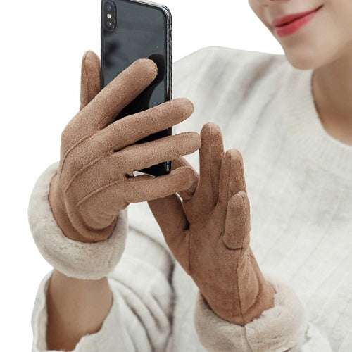 Luva de Camurça touchscreen moda europa