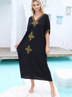 Kaftans Bordado Preto Verão 2026 Preto