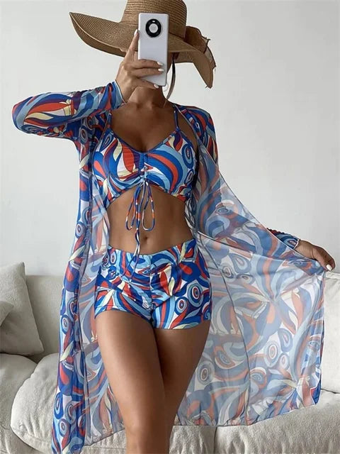 Biquíni Cintura Alta Estampado Sereia Tropical