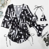 Biquíni de 3 Peças com Impressão Floral Areia Dourada