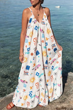 Vestido Longo Solto Marisol em Linho com Estampa Exclusiva e Modelagem Evasê