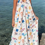 Vestido Longo Solto Marisol em Linho com Estampa Exclusiva e Modelagem Evasê