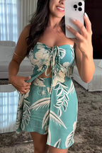 Conjunto Júlia – Top Bandeau com Estampa Floral e Shorts com Cintura Elástica e Bolso R