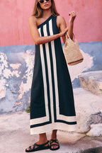 Vestido Grace – Midi Linho com Um Ombro e Detalhe Contrastante Priya