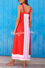 Vestido Clara – Maxi Estilo Resort com Alças e Estampa Listrada