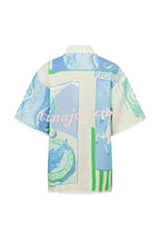 Conjunto Pierre – Camisa Estampada com Saia Envelope em Linho e Amarração Lateral