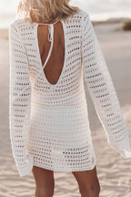 Vestido Beatriz – Mini de Tricot com Costas Abertas e Mangas Flare