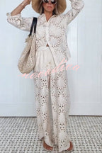 Conjunto Lillah – Renda Bordada com Estampa Concha e Manga Longa