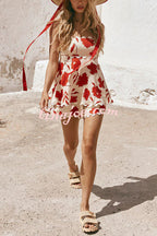 Conjunto Rosella – Top Tomara que Caia Floral com Shorts de Linho Cintura Elástica