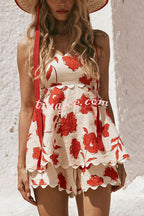 Conjunto Rosella – Top Tomara que Caia Floral com Shorts de Linho Cintura Elástica