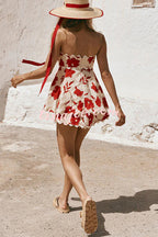 Conjunto Rosella – Top Tomara que Caia Floral com Shorts de Linho Cintura Elástica