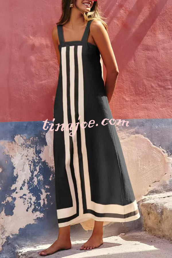 Vestido Clara – Maxi Estilo Resort com Alças e Estampa Listrada