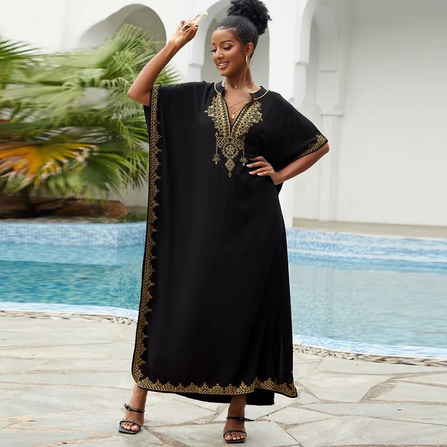 Kaftans Bordado Preto Verão 2026 Preto.