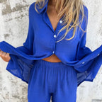 Conjunto Casual Esportivo Feminino – Camisa de Manga Longa + Shorts